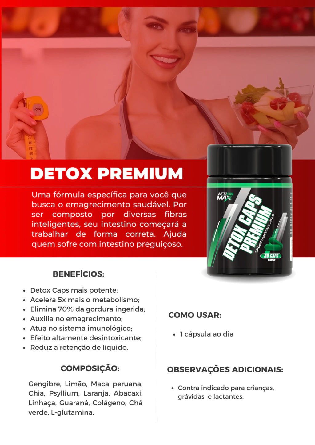 ACTION MAX AZUL + DETOX CAPS PREMIUM -COMBO